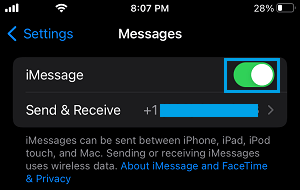 Enable iMessage on iPhone