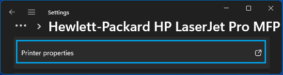 Printer Properties Settings Option in Windows