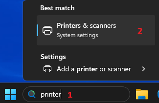 Open Printers & Scanners Using Windows Search
