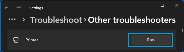 Run Printer Troubleshooter