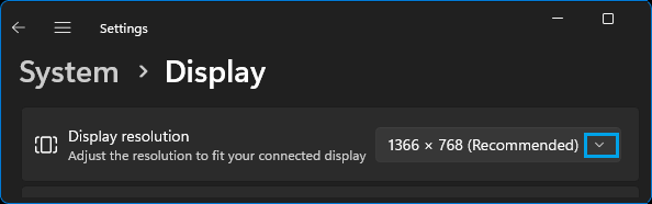 Select Display Resolution on Windows PC