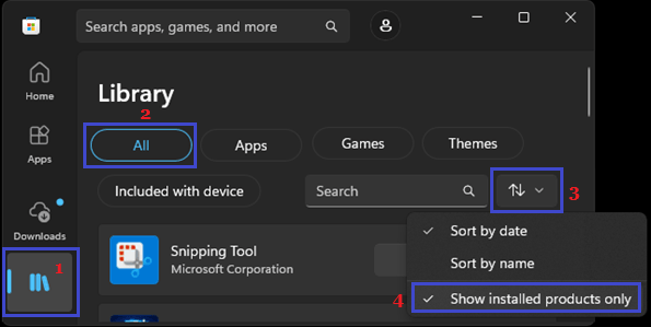 View Installed Apps Using Microsoft Store